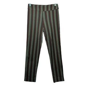 Krazy Larry Striped Pull-On Pants Black Multicolor Stretch Slim Fit Size 6 USA‎